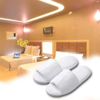 0245 1pair еднократна пътуване хотел чехли бели кърпи затворени пръсти спа обувки баня комплекти тоалетна душ вана