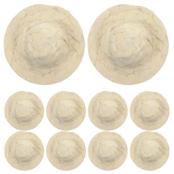 10 бр. Шапка къщи мини DIY подпора малки шапки за занаяти изящен декор тъкане орнамент миниатюрни слама