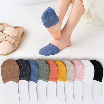 10 броя = 5 чифта преден крак половин крак пръсти чорапи жени лято невидими чорапи покритие женски дишаща не шоу чорапи бонбони цвят