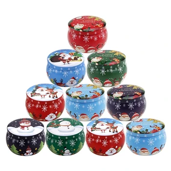 2.2Oz Мини Коледа Tinplate кръгла бонбони калай може бонбони кутия за подарък Коледа ароматизирани калай буркани кръгла свещ контейнер доставки