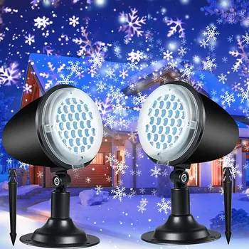 2 комплекта коледен проектор снежинка проектор LED светлина с дистанционно ландшафтно осветление за Хелоуин Коледа сватбени декорации