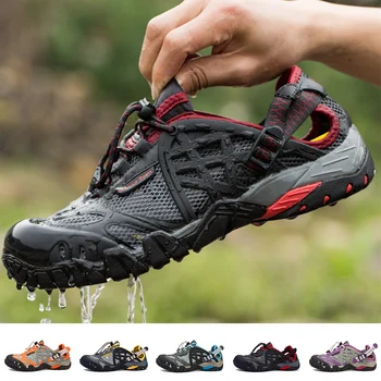 2023 Летни туристически обувки Мъже Дишащи риболовни обувки за газене Маратонки за преходи на открито Удобни обувки за планинско катерене