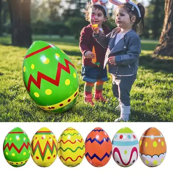 24Inch гигантско яйце Великденска надуваема топка Открит надуваем великденски орнамент Начало Градина Великденска украса 2024