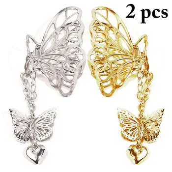 2Pcs/Set Creative Butterfly Decor Hair Claws Hollow Metal Hair Claws Hair Jaw Claws For Women Girls Jewelry Accessories