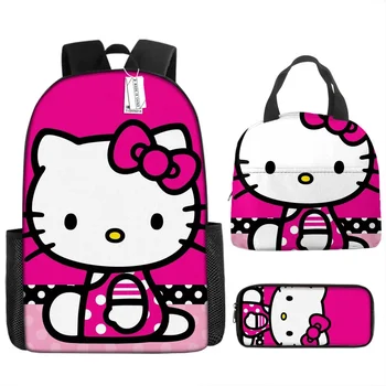 3PC-SET HelloKitty сладък Hello Kitty училище чанта обяд чанта карикатура детска раница молив случай фантазия фигурки sanrio