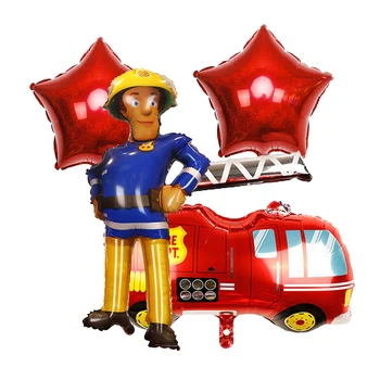 4 бр. Пожарникар пожарна кола фолио балони комплект детски рожден ден декорация комплект за Сам парти хелий балони