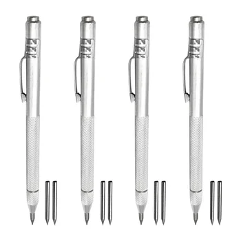  4Pcs волфрамов карбид писар, с магнит, алуминиева гравираща писалка, с 8 резервни маркиращи глави