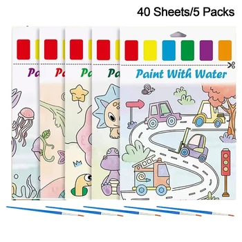 5 опаковки деца живопис хартия вода оцветяване книга образование подарък смешно превозно средство животински морски карикатура изкуство рисуване книга за деца