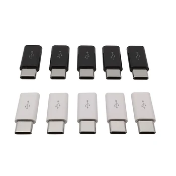 5Pcs мини микро USB женски към тип C мъжки адаптер конектор телефон данни линия за зареждане конвертор черен бял