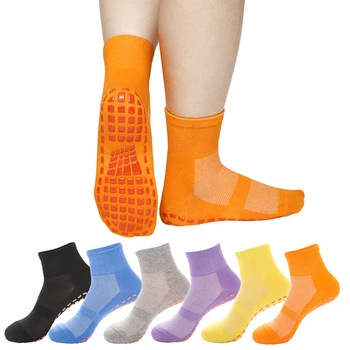 6 чифта / партида против хлъзгане чорапи деца възрастни без хлъзгане лепкава захващане етаж чорапи бебе дете възрастен против хлъзгане мъже и жени батут чорап