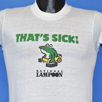 70s Това е болен Национален Lampoon Комедия Карикатура Жаба тениска Малък