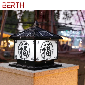 BERTH външна слънчева пост лампа LED креативна китайска стълб осветление водоустойчив IP65 за дома Вила двор веранда