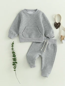 Baby 3Pcs зимни екипировки яке с качулка дълъг ръкав отгоре и панталони комплект топли дрехи за малки деца