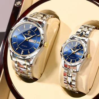 Binbond Watch неръждаема стомана бизнес двоен календар водоустойчив мъжки часовник мъжки часовник луксозен златен часовник