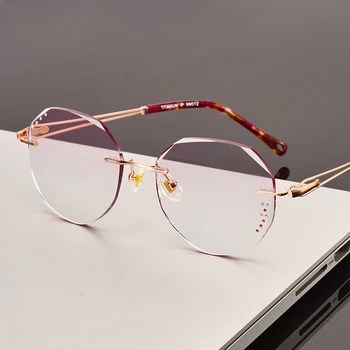 Chashma Titanium мода женски очила сив червен обектив диамант почиства рамки за очила без рамки жени слънчеви очила оттенък лещи
