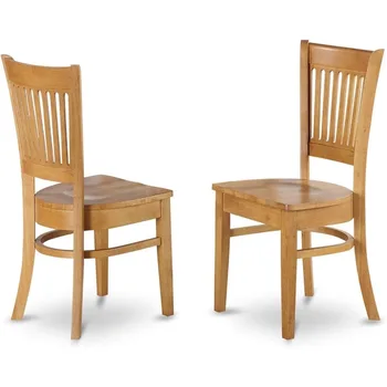 East West Furniture VAC-OAK-W Vancouver Kitchen Dining Slat Back дървени столове за седалки, комплект от 2