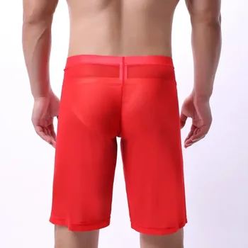 Gay Transparent Brand Sexy Wear Man Summer Through Mesh Home Shorts Sleep Lounge Sheer See Спално облекло Дъна Смешни панталони
