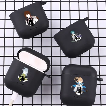 Genshin Impact аниме с кука за Airpod Pro 3 Pro2 Черен защитен капак силиконов калъф за Apple Airpods 2 1 калъфи за слушалки