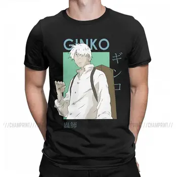 Ginko Mushishi карта тениска мъже аниме реколта 100% памук тройници кръг яка къс ръкав T риза плюс размер дрехи