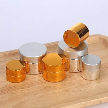 Gold Glass Face Cream Bottle Cosmetic Jar Scrub Sub-bottling Portable Travel Packaging Container