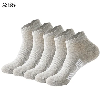 HSS Марка 5Pairs/Lot памук мъжки чорапи лято тънък спорт случайни X-Man чорап черен оранжев глезена къса тръба чорапи дишаща мека