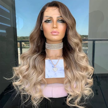 Honey Blonde Omber Lace Front Wig 13x6 Body Wave Wig Full Lace Human Hair WIgs Pre Plucked Side Part Preplucked Hairline 200%