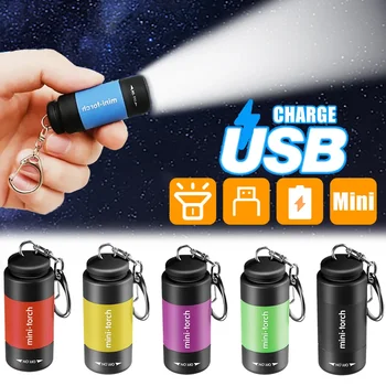 Led мини факел светлина преносим USB акумулаторна джоб ключодържател фенери водоустойчив открит туризъм къмпинг факел лампа фенер