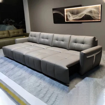 MANBAS електрически конвертируем разтегателен диван италиански естествена кожа диван многофункционални сгъваеми дивани легла за кино безплатна доставка