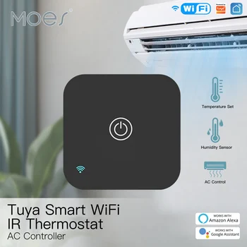 MOES Tuya WiFi IR термостат AC контролер дистанционно управление сензор за температура и влажност интелигентен живот гласов контрол Alexa Google