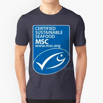Marine Stewardship Council Logo Висококачествени тениски Модни тениски Нова 100% памучна тениска
