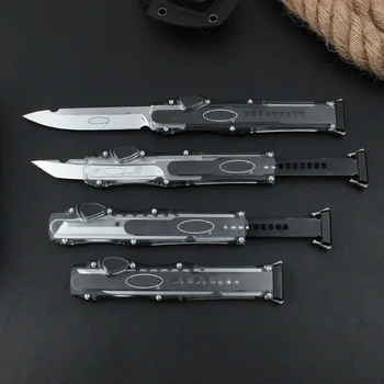 Micro OTF Tech Knife 9CR18MOV Острие алуминиева сплав + ABS прозрачна дръжка Открит къмпинг Джобен нож за самозащита