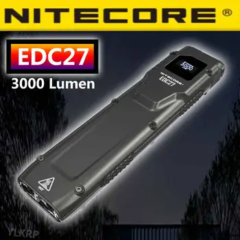 NITECORE 3000Lumens EDC27 фенерче USB-C акумулаторна тактическа OLED в реално време мини факел ключодържател светлина EDC вградена батерия