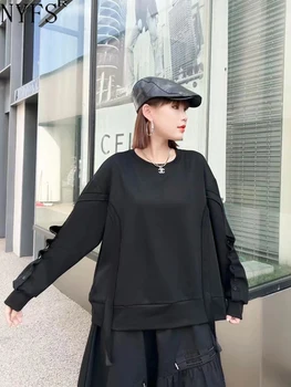 NYFS 2023 Есен Нова реколта мода Жена Тениска Camo извънгабаритни големи върхове пуловер твърди Blusas Camisa Mujer