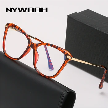 NYWOOH Anti Blue Light Cat Eye Рамки за очила Дамски компютър Оптична рамка за дами Очила с луксозна марка Извънгабаритни очила