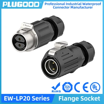  PLUGOOD EW-LP20 Индустриален водоустойчив конектор IP68 Бързо включване Бързо освобождаване авиационен конектор M20 2-12Pin мъжки и женски щепсел
