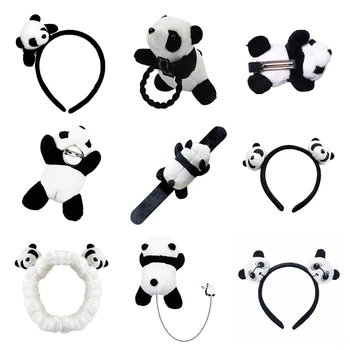 Panda Headdress Плюшени панда шапки Вълнени аниме шапки Косплей аксесоари Карикатура за глава & Облекло Декор 10CF