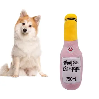 Pet Training Tool Soft Plush Squeaky Wine Bottle Dog Toy for Training Puppy Chew Bite-resistant Super Soft Pet Training Tool Pet
