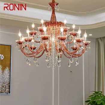 RONIN Луксозен стил кристал висулка лампа европейски свещ лампа изкуство хол ресторант спалня вила полилей