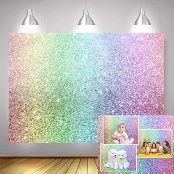 Rainbow Glitter Bokeh Birthday Backdrop Dreamy Baby Kids Girl Portrait Photography Background Glint Spots Натюрморт Photocall