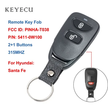 Remote Car Key Fob Замяна 3 бутона 315MHZ за Hyundai Santa Fe 2006 2007 FCC ID: PINHA-T038, P / N: 95411-0W100