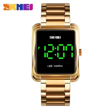 SKMEI 1505 неръждаема стомана каишка тънък електронен часовник мода LED цифров часовник мъжки водоустойчив дата мъже цифрови ръчни часовници