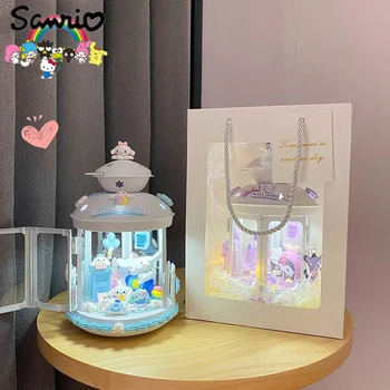Sanrio Night Light Hello Kitty Kuromi Mymelody Cinnamoroll Pachacco Коледен подарък за рожден ден Свещник DIY Материален пакет