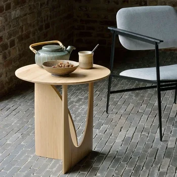 Simple масивна дървесина кръг Edg малка масичка за кафе странична маса Nordic кръгла маса нощно шкафче геометричен дизайнер ъглова маса