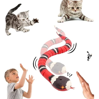 Smart Sensing Snake Toy,Cat Interactive Toys USB акумулаторна реалистична симулация Електрическа змийска играчка