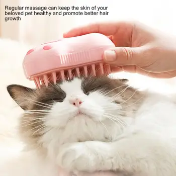Steam Pet Hair Brush Акумулаторна четка за домашни любимци Четка за баня със спрей дизайн 3-в-1 Инструмент за подстригване Мек косъм Удобен захват