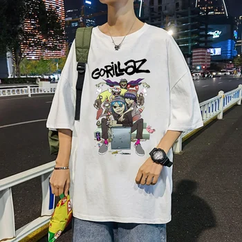 Summer Tee Soft Oversize Cool Rock Band Gorillazs Graphic Tshirt Music Party Tops Vintage Streetwear Tshirt Unisex Short Sleeves