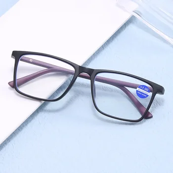 Ultra Light Fashion Square Frame Anti Blue Light Очила за четене Мъже с висока разделителна способност Anti Blue Light Reading Presbyopia очила