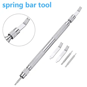 Watch Tool Spring Pine Needle Bar Pose Filed Pin Repair Watch Strap Spring Repair Tools with4 Extra Tips