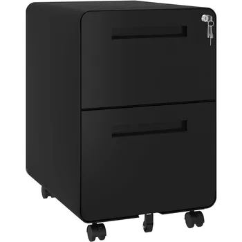 YITAHOME 2 чекмедже подвижен шкаф за файлове, метален мобилен шкаф с ключалка под бюрото, шкаф против накланяне