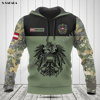 Австрия Орел Camo флаг армия ветеран 3D печат пролет есен сива врана мъжки връхни дрехи риза пуловер качулка суитчър Джърси случайни